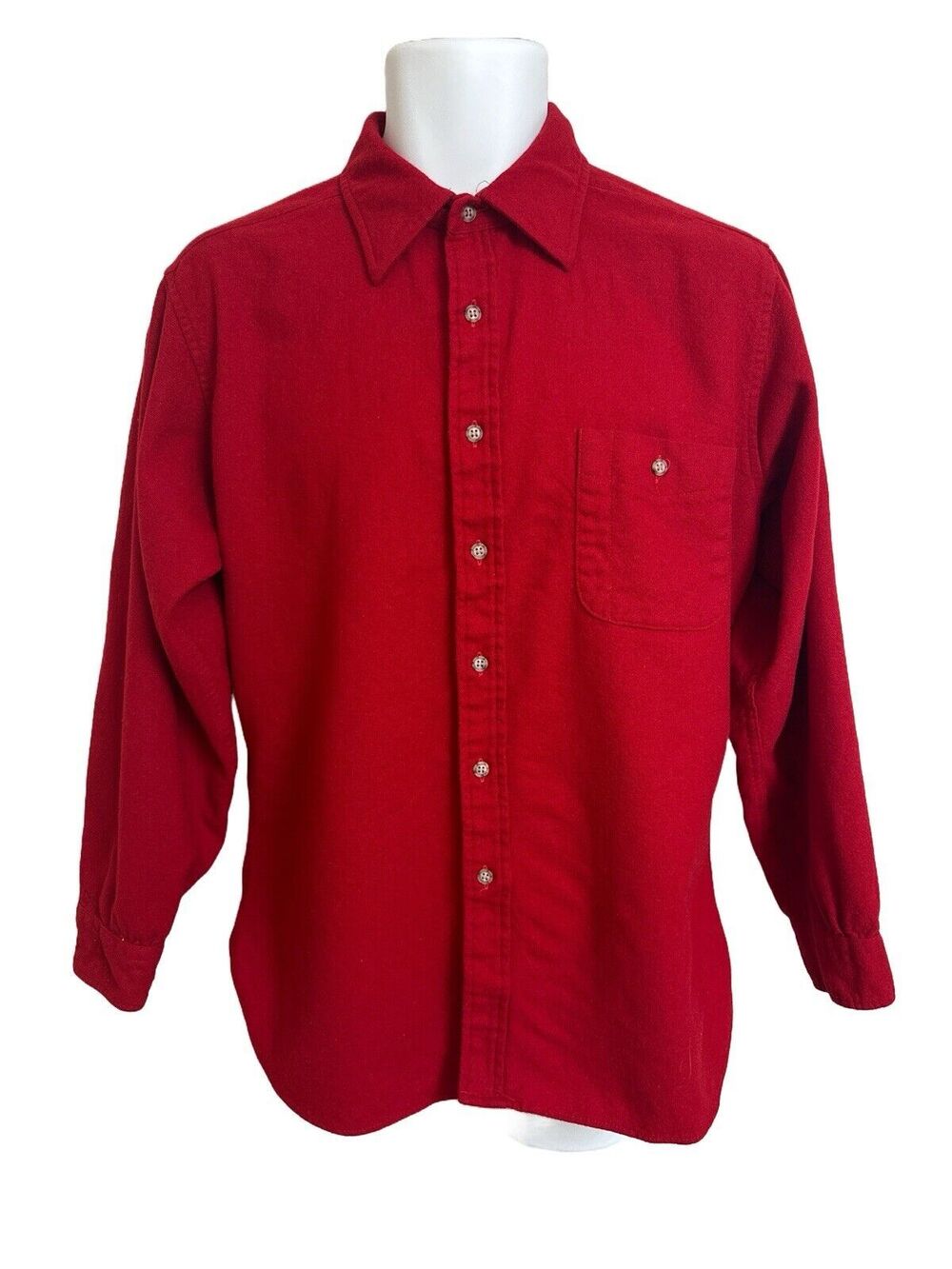 Vintage Pendleton Men's L Red Button Up Shirt Pure Virgin Wool W/ Elbow Patches